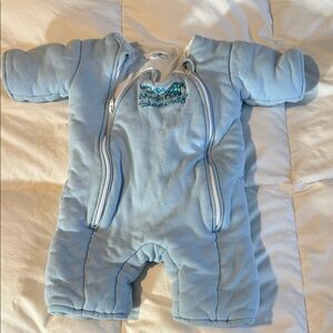 Unbranded Baby Blue Fleece Footed One-Piece Sleepsuit